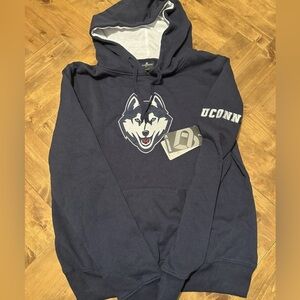 Women Small Navy UConn Huskies Big Logo Pullover Hoodie NWT